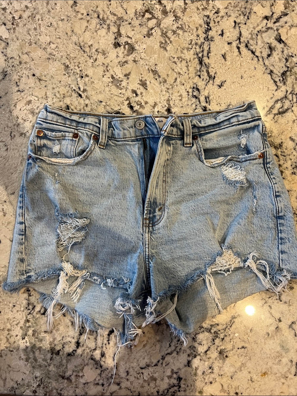 Abercrombie & Fitch Light Blue Distressed Denim Women's Shorts